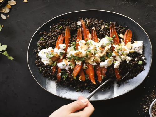 masala lentil salad with cumin roasted carrot recipe