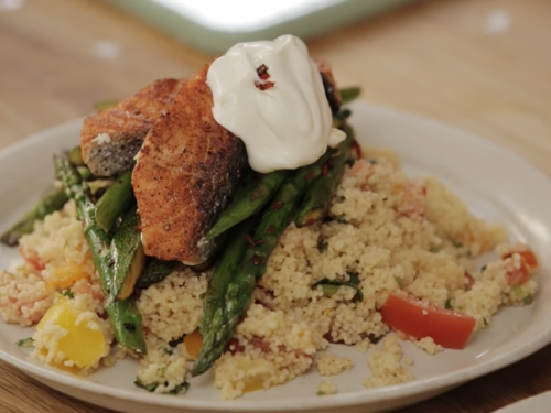 roast salmon with couscous crust recipe