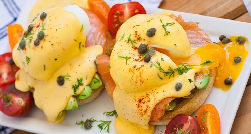 sausage avocado benedict with white cheddar hollandaise recipe