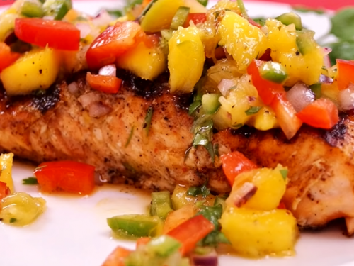 southwestern maple glazed salmon with pineapple salsa recipe