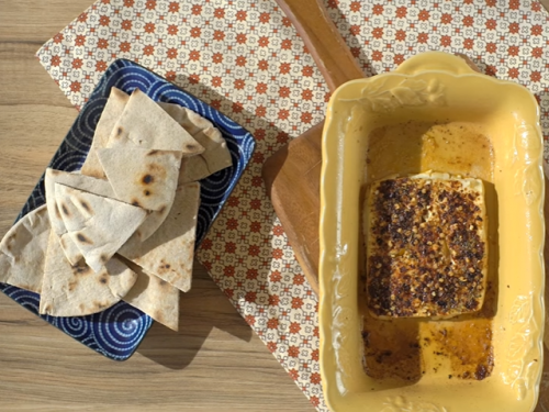 spicy baked feta (feta psiti) recipe