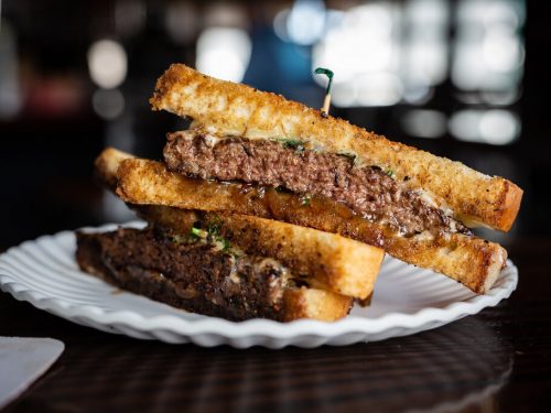 Steak and Shake Frisco Melt Recipe (Copycat), delicious frisco melt sandwich, homemade sandwich burger made with sourdough bread, cheese, and beef patties