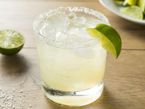 Gin Margarita (Margatini) Recipe, homemade margarita recipe with gin and lime wedge, gin margarita with salted rim